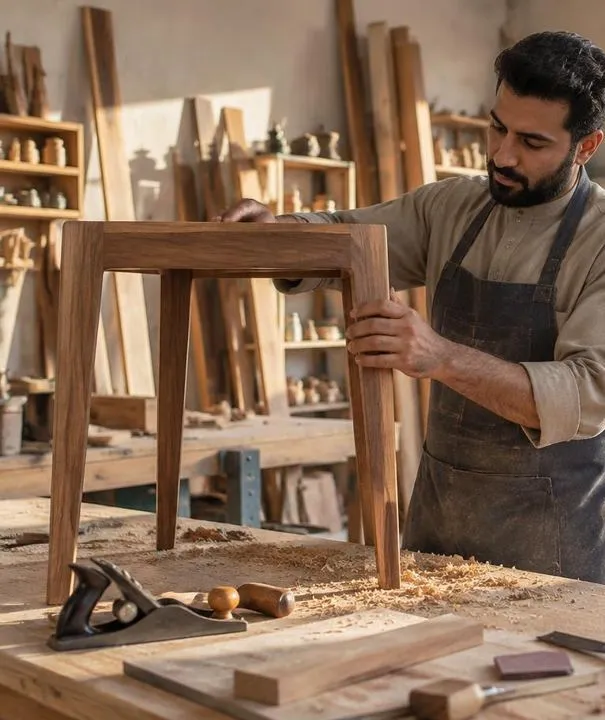 Illustrative scene of a craftsperson at work in a UAE workshop